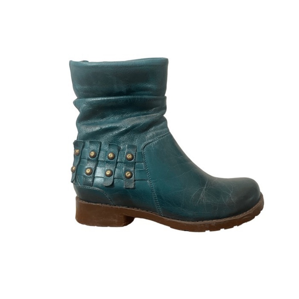 Jafa‎ 2160 Teal Studded Slouchy Moto Boot Size 37